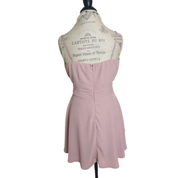 Juniors Sleeveless V-Neck Dress L Blush Ruffle Layer Flowy Formal Wedding Fairy - Picture 2 of 5